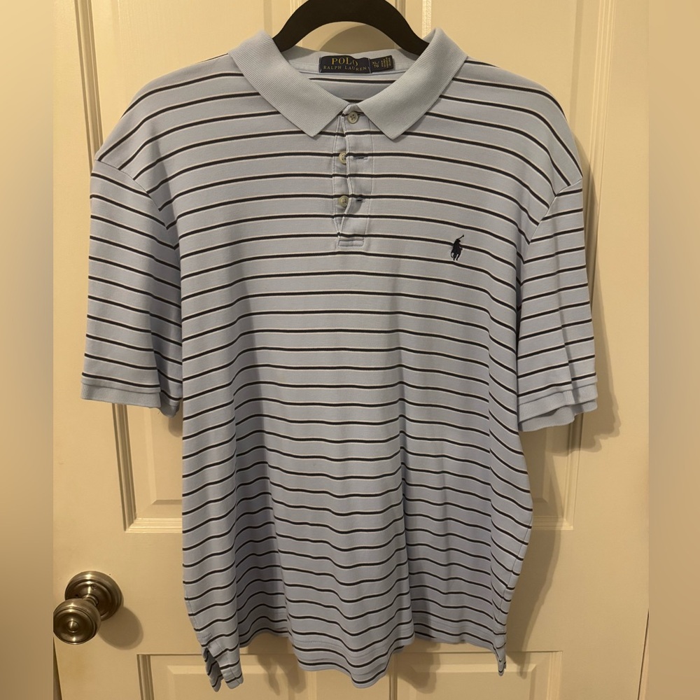 Polo by Ralph Lauren Men's Light Blue Striped Shirt XL